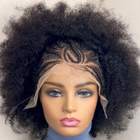 GPH perruque natteGolden Premium Courte Vague Afro Bouclée 13x6lace Perruque Avant Perruque Tressée Cornrow Pour Femmes Noires Perruque Frontale Transparente Crépue Bouclée | 100% Cheveux Humains Indiens