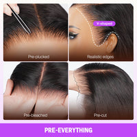 Golden Premium 13x6 Three-Go™ Straight Bob Wig 250% Density Invisible Knots Natural Black Beginner Friendly