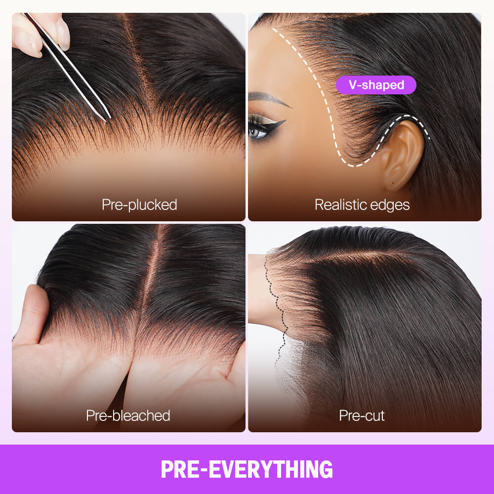 Golden Premium 13x6 Three-Go™ Straight Bob Wig 250% Density Invisible Knots Natural Black Beginner Friendly