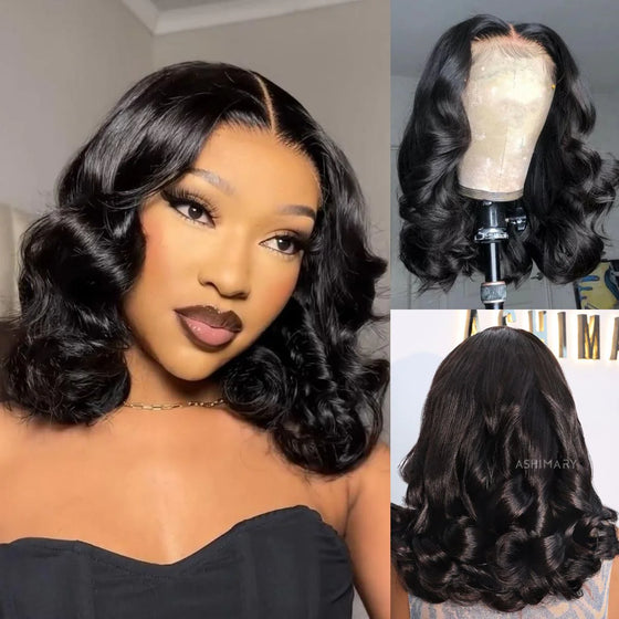 GOLDEN PREMIUM Caramel/BLACK /ORANGE Glow Bob — Ombre Body Wave Bob Wig