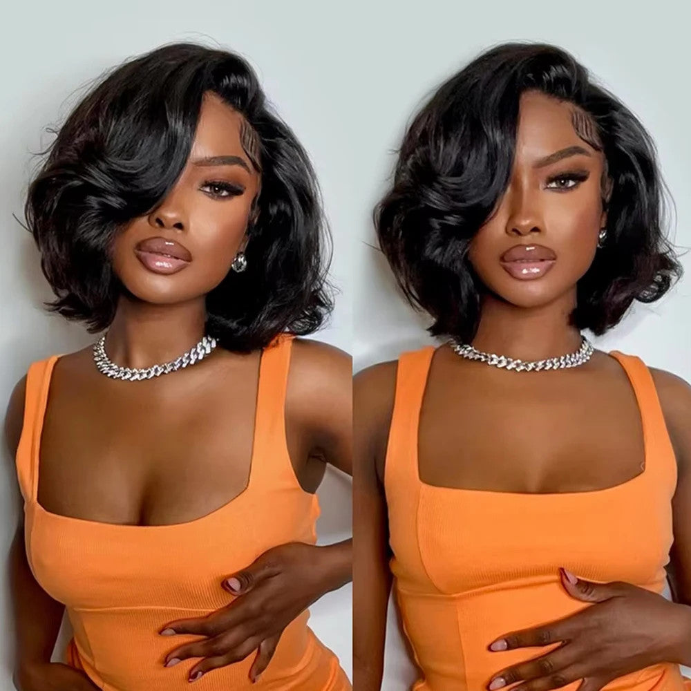 GOLDEN PREMIUM Caramel/BLACK /ORANGE Glow Bob — Ombre Body Wave Bob Wig