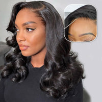 Golden Premium Signature 13x6 Transparent Lace Body Wave Bob Glueless Wig – 160% Density | Invisible Knots | Natural Black