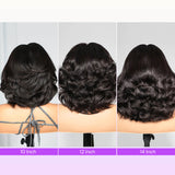 golden premium 13X4 Invisible Knots Short Body Wave Bob Wigs With CLOSURE Lace Natural Hairline