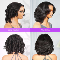 golden premium 13X4 Invisible Knots Short Body Wave Bob Wigs With CLOSURE Lace Natural Hairline