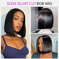 Perruque Bob Lisse Coupe Franche 2x6 Pouces avec Raie Profonde Cheveux Naturels du Vietnam Densité 220%