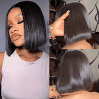 Perruque Bob Lisse Coupe Franche 2x6 Pouces avec Raie Profonde Cheveux Naturels du Vietnam Densité 220%
