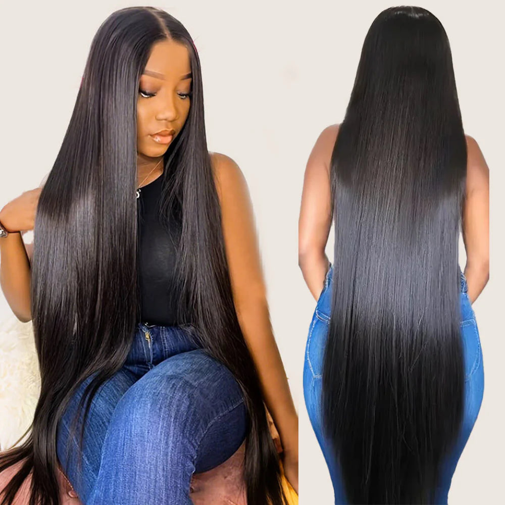 Perruque sans colle Golden Premium LuxeFlow™ 13×6 HD Lace | Lisse et soyeux | Densité 250% | 100% Cheveux Humains Vierges | Noir Naturel