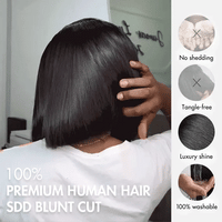 Perruque Bob Lisse Coupe Franche 2x6 Pouces avec Raie Profonde Cheveux Naturels du Vietnam Densité 220%