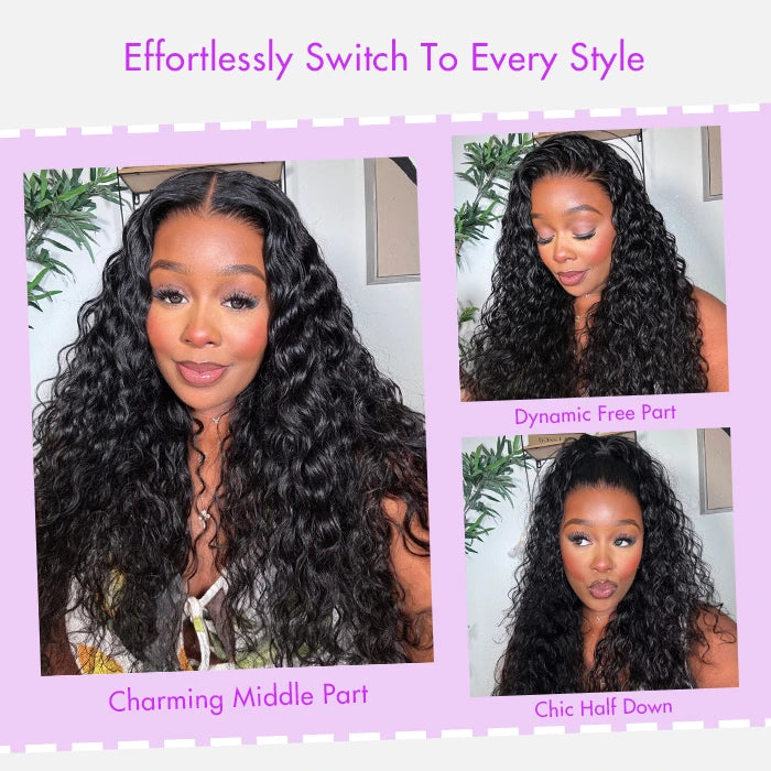 Golden Premium Zero-Wear™ Truly Snap & Go transparent Lace Wig Water Wave CURLY 13x6 Glueless 100% Human Hair Wigs Seamless Fit All Skins